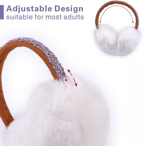 Harssidanzar Womens Winter Earmuffs, Real Rabbit Fur Earmuffs, Adjustable Earmuffs, Rhinestone Earmuffs HL306US in Saudi Arabia
