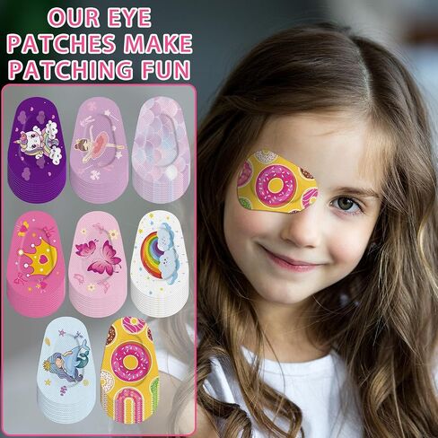 Adhesive Eye Patches for Kids Girl Eye Patches Cute Latex Free Adhesive Bandages for Amblyopia Disposable Eye Pad Lazy Eye Light Blocking Children Toddler Right Eye, 8 Styles(48 Pcs) in Kuwait