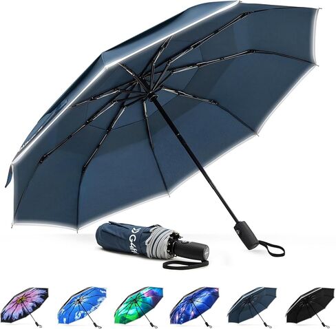 G4Free 42 Inch Windproof Travel Compact Umbrella for Rain & Sun, Double Canopy Umbrella with Reflective Strip, Automatic Open & Close Folding Umbrella with Cover Bag for Women Men in Kuwait
