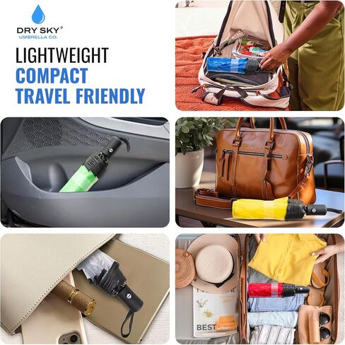 Clear, Windproof Travel Umbrella for Rain - One-Click Auto Open and Close, Durable & Compact Umbrella, Strong Fiberglass Frame, Waterproof Canopy - Backpack, Purse, Portable Umbrella for Travel in Saudi Arabia