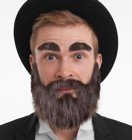 Fake Beard & Mustache and Self-Adhesive Eyebrows, Masquerade Theater Stage Party Costume Supplies Christmas Halloween in Saudi Arabia