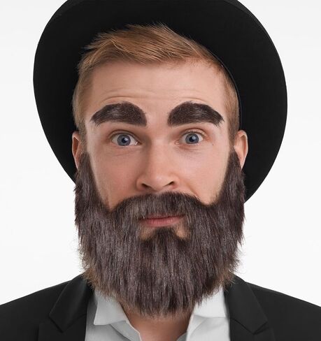Fake Beard & Mustache and Self-Adhesive Eyebrows, Masquerade Theater Stage Party Costume Supplies Christmas Halloween in Saudi Arabia