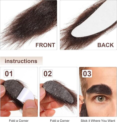 Fake Beard & Mustache and Self-Adhesive Eyebrows, Masquerade Theater Stage Party Costume Supplies Christmas Halloween in Saudi Arabia