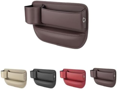 2024 New Seat Car Leather Cup Holder Gap Bag, Adjustable Car Seat Storage Box, Gap Filler Organizer with Cup Holder for Phones Glasses Keys Cards (Driver Side,Black), QCBJ0527 in Saudi Arabia