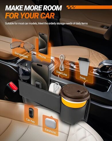 SEALIGHT Car Seat Gap Filler Organizer, 2pcs Multifunctional Car Seat Gap Filler, Auto Console Side Extra Storage Boxes,Car Organizer Front Seat for Sunglasses,Keys,Wallet,Phones in Saudi Arabia