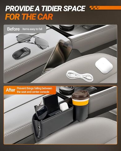 SEALIGHT Car Seat Gap Filler Organizer, 2pcs Multifunctional Car Seat Gap Filler, Auto Console Side Extra Storage Boxes,Car Organizer Front Seat for Sunglasses,Keys,Wallet,Phones in Saudi Arabia