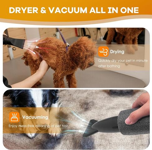 IKARE Dog Hair Dryer, 4.8HP/3600W High Velocity Pet Hair Dryer with Adjustable Speed and Temperature Control, Low Noise Design, Force Dog Grooming Dryer with 4 Nozzles and Storage Bag in Kuwait