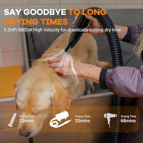 IKARE Dog Hair Dryer, 4.8HP/3600W High Velocity Pet Hair Dryer with Adjustable Speed and Temperature Control, Low Noise Design, Force Dog Grooming Dryer with 4 Nozzles and Storage Bag in Kuwait