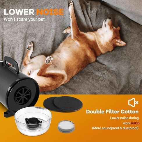 IKARE Dog Hair Dryer, 4.8HP/3600W High Velocity Pet Hair Dryer with Adjustable Speed and Temperature Control, Low Noise Design, Force Dog Grooming Dryer with 4 Nozzles and Storage Bag in Kuwait