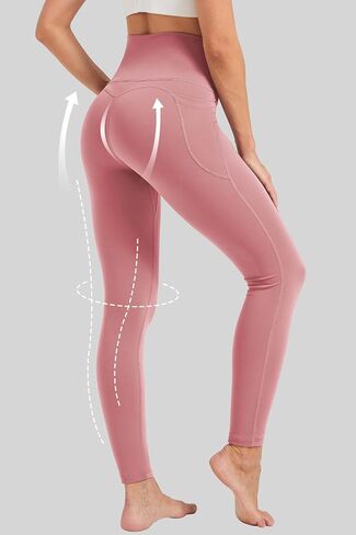 YLDUJ AMUM Womens Workout Yoga Pants High Waist Tummy Control Leggings Running Gym Buttock Lifting Leggings Pants with Pocket in Saudi Arabia
