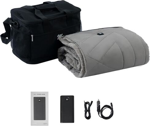 ZonLi Z-Walk Pro 36W Heated Blanket Battery Operated,Portable,Cordless, Rechargeable Heated Blanket with 3 Heating Levels,Includes 20000mAh Power Bank,for Camping,Car,Stadium,Outdoors (Grey) in Saudi Arabia