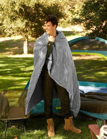 ZonLi Z-Walk Pro 36W Heated Blanket Battery Operated,Portable,Cordless, Rechargeable Heated Blanket with 3 Heating Levels,Includes 20000mAh Power Bank,for Camping,Car,Stadium,Outdoors (Grey) in Saudi Arabia