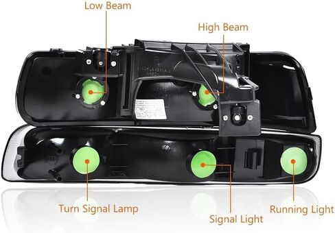 المصابيح الأمامية G-PLUS LED DRL متوافقة مع 1999-2002 Chevy Silverado/2001-2002 Silverado 1500HD 2500HD/00-06 Tahoe Suburban 1500 2500، مصباح أمامي ممتص للصدمات، قطعتان شفافتان (يسار + يمين) in Kuwait