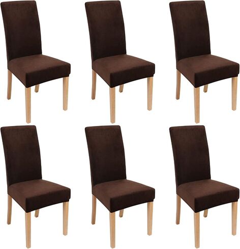 Smiry Velvet Stretch Dining Room Chair Covers Set of 4, Soft Removable Washable Chair Slipcovers Kitchen Parsons Chair Protector, Black in Saudi Arabia