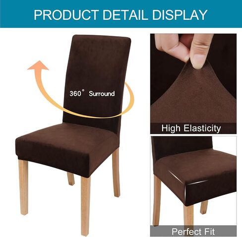Smiry Velvet Stretch Dining Room Chair Covers Set of 4, Soft Removable Washable Chair Slipcovers Kitchen Parsons Chair Protector, Black in Saudi Arabia