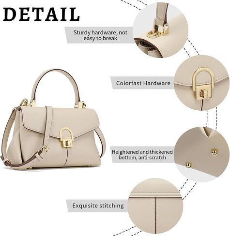 حقيبة بمقبض علوي للنساء، حقيبة يد جلدية أنيقة، حقيبة كتف للسيدات، محافظ للنساء، قفل بزر معدني. in Kuwait