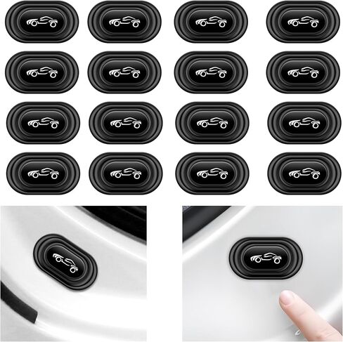 16PCS Car Door Shock Absorber for Sealing&Soundproofing,Thickened Silicone Car Shock Absorber Door with Back Adhesive,Universal Car Door Protector Car Accessories for Door/Bumper/Hood (Black/White) in Kuwait