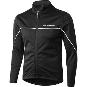 INBIKE Men's Cycling Jacket, Winter Fleece Thermal Windproof Soft Shell Wind Coat Black