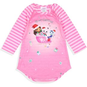 INTIMO Gabbys Dollhouse Meowy Christmas Toddler Kid's Fleece Raglan Pajama Long Sleeve Nightgown PJ Sleep Dress Girls Boys