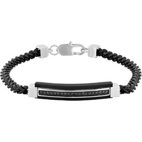 Men's Stainless Steel Black Franco Link ID Bracelet - Sleek Black Finish, 8.5"