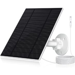 Solar Panel for Security Camera,7W Camera Solar Panel with Micro USB & USB-C Port,IP65 Waterproof Security Camera Solar Panel for DC 5V Rechargeable Battery Camera,9.8Ft Charging Cable(1 Pack)