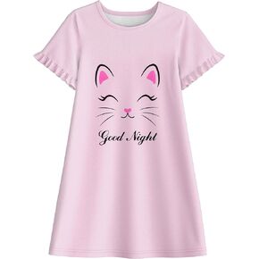 LQSZ Girls Princess Nightgown Kids Nightdress Toddler Pajamas Fantasy Sleepwear Short Sleeves Sleep shirt Nightie Gift
