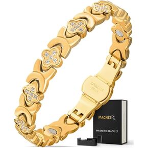 سوار مغناطيسي نسائي MagnetRX® - أساور كريستال مغناطيسية أنيقة للنساء - طول سوار قابل للتعديل مع أداة التحجيم المضمنة (فضي)