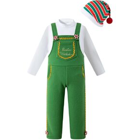 MOMMY'S NEW MAN Kids Christmas Elf Costume Set Boys Girls Elf Dress Up Santa's Helper Costume Xmas Holiday Outfit