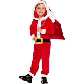 Spirit Halloween Toddler Santa Claus Hooded Jumpsuit Costume | Features an Attached Hood | Zipper Closure