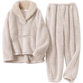 Flygo Girls Fuzzy Pants Set Fleece Outfits Winter Flannel Loose Fluffy Pullover Sweatshirt Top Pants Sweatsuit 5-14Y