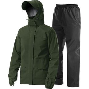 iCreek Rain Suit Waterproof Jacket with Pants 2 Pieces Breathable Lightweight Packable Raincoat with Hooded Rainwear Unisex in Saudi Arabia