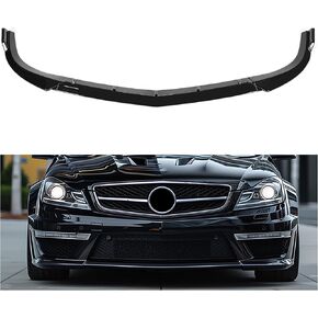 Kojem Front Bumper Lip Compatible with 2012-2014 Mercedes Benz W204 C Class C180 C200 C220 C250 C300 Sport Models Splitter Spoiler Trim Protection 3PCS Painted Black