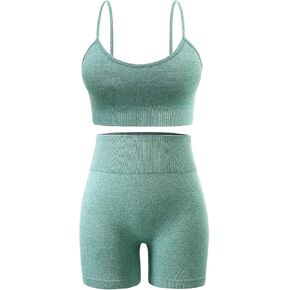Workout Sets for Women 2 Piece Outfits Gym Shorts Women High Waisted with Adjustable Padded Sports Bra Gym Sets