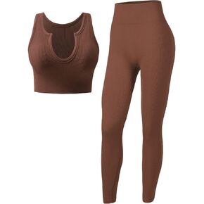PINKSAVIOR Workout Sets for Women Two Piece Outfits Seamless High Waist Leggings Yoga Crop Tops Athletic Sports Gym Sets