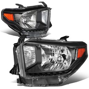 DNA MOTORING HL-TUN07-BK Black Housing Amber Side Headlights Replacement For 14-20 Tundra