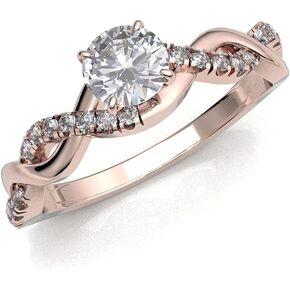 0.70cts Solitaire Diamond Engagement Ring 14K White Gold 0.55cts Certified Center Diamond Split Shank Setting Infinity Anniversary Wedding Band Ring For Women (Color HI, Clarity I1/I2)