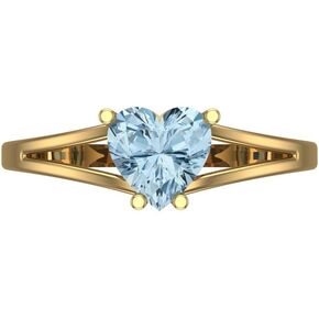 Clara Pucci 1.4ct Heart Cut Solitaire Aquamarine Blue Simulated Diamond Bridal Designer Wedding Anniversary Ring 14k Yellow Gold