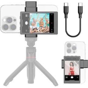 Phone Vlog Selfie Monitor Screen, Magnetic Phone Holder Clip Mount, Using Rear Camera for Selfie Vlog Live Stream TikTok, Instagram, YouTube, iPhone Compatible(Remote for iPhone Included)