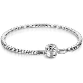 GNOCE Aromatherapy Charm Bracelet Stainless S925 Sterling Silver My Family, My Life Snake Chain Essential Oil Diffuser Basic Bracelet with Family Tree Clasp