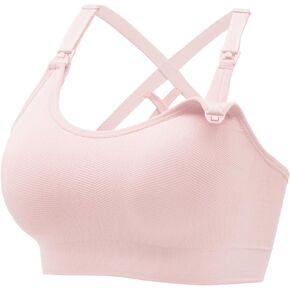 Angelhood Nursing Bras for Breastfeeding, Seamless Nursing Sports Bra Medium Impact Support Maternity Bras for Pregnancy