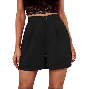Floerns Women's Solid Wide Leg Shorts High Waist Work Office Shorts with Pockets