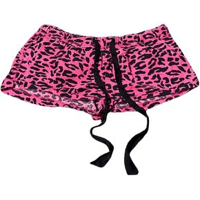 SHENHE Women's Plus Size Leopard Print Micro Shorts Drawstring Sexy Lounge Booty Shorts