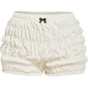 SHENHE Women's Plus Size Y2k Ruffle Shorts Elastic Waist Lolita Bow Bloomers Lounge Mini Shorts