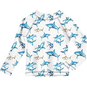 uideazone Boys Rash Guard UPF 50+ Long Sleeve Swim Shirts for Toddler Kids Quick Dry Sun Shirt Swimwear 1-8T
