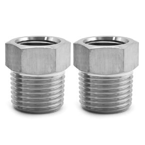 2 Pcs 1/4 Inch Male NPT to 1/8" Female NPT Reducer Bushing Fuel Fitting Adapter, Robust Reducing Forging Pipe Adapter Fittings