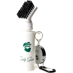 Caddy Splash Premium Golf Club Cleaner with Water - Heavy Duty Retractable Clip- Squeeze Bottle for Easy Cleaning with Nylon Bristles- Holds 4 Oz Water - Golf Accessories- USA Company (White)