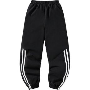 GORGLITTER Boy's Striped Color Block Long Track Pants Elastic Waist Jogger Trousers