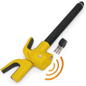Urban UR978Y إنذار قفل عجلة القيادة عالي الأمان 120 ديسيبل، خطاف مزدوج فولاذي قابل للتعديل باللون الأصفر الأكثر وضوحًا، وسادات واقية، مطرقة أمان، جهاز عالمي مضاد للسرقة لشاحنة السيارات