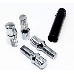 Set of 20 Veritek 14x1.5mm Chrome 28mm Thread Spline Drive Conical Seat Wheel Bolts for Aftermarket Custom Wheels