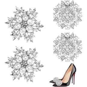 4pcs Bow Shoe Clips Crystal RhineStone Bow Shoe Clips Women Heel Clips Shoe Charms Bow Clips for Shoes Party Bow Accessories for Women